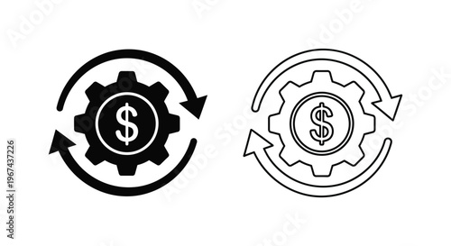 Financial Gear Icons Money Cycle Vector