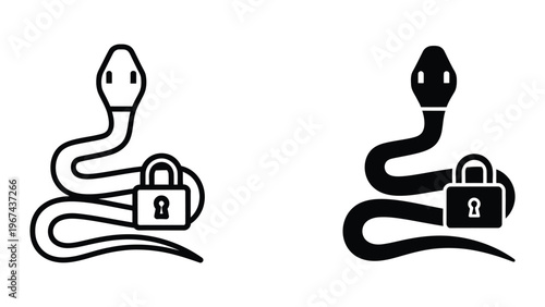 Snakes with padlocks symbolizing encryption and data security
