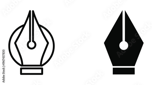 Comparison of traditional and modern fountain pen nib designs in silhouette form