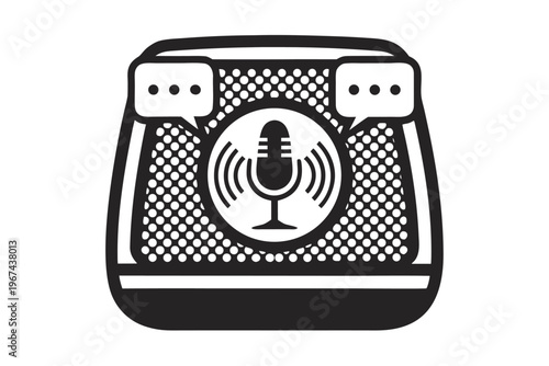 AI voice assistant symbol, abstract blue sound wave icon for smart technology and digital interaction