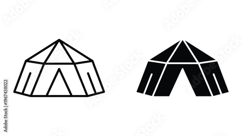 Comparison of a traditional circus tent and a modern striped tent structure design