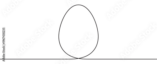 Single continuous black line forms an abstract egg shape, symbolizing simplicity and modern design on a white surface