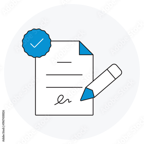 Contract Icon, Legal Agreement Illustration, Business Contract Icon, Signed Document Graphic, Terms and Conditions Design, vector
