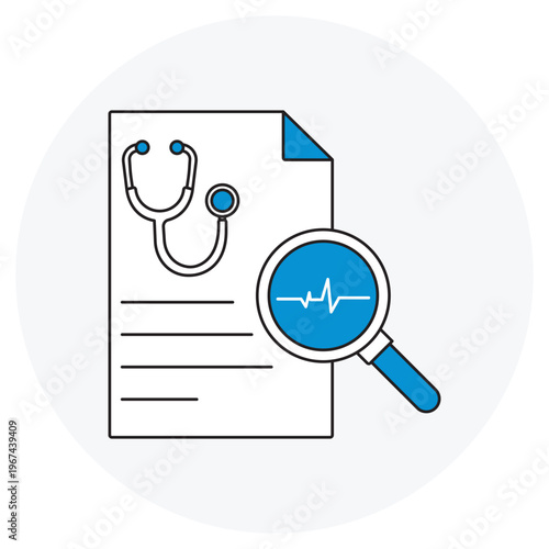 Medical Diagnosis Icon, Clinical Diagnosis Illustration, Healthcare Assessment Icon, Disease Detection Graphic, Medical Evaluation Design, vector