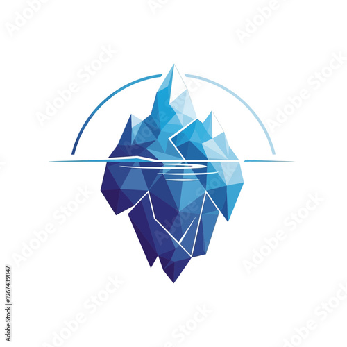 Geometric Iceberg Illustration A Stunning Visual Representation of Cold Waters.