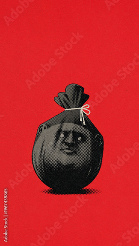 Dark Surreal Face Bag Red Minimalist Vintage Art Wallpaper
