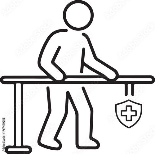 Patient Examination Table Icon – Medical Checkup Healthcare Line Art Illustration
