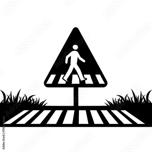 Pedestrian crossing sign indicating a designated safe zone for walkers and pedestrians.