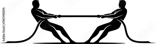 Tug-of-war Icon Competition Conflict Black and White Minimalist Design
