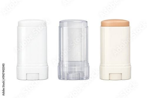 White and beige cosmetic deodorant stick containers mockup