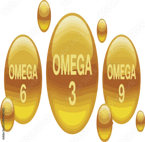 Golden omega 3 6 9 fatty acid supplements for healthy nutrition and wellness