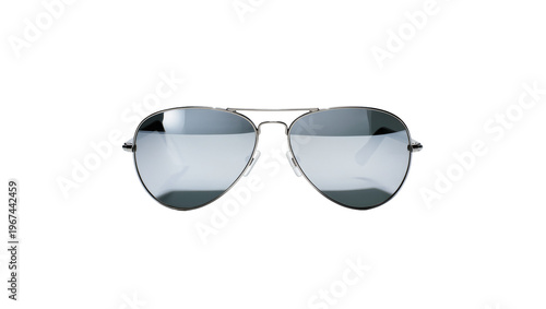Schilderij op canvas Silver aviator sunglasses with reflective lenses, isolated on transparent backgr