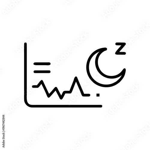 Sleep Monitoring Line Icon. Bed, Moon, Zzz, Sleep Tracking, Night Rest, Health Monitoring Outline Symbol