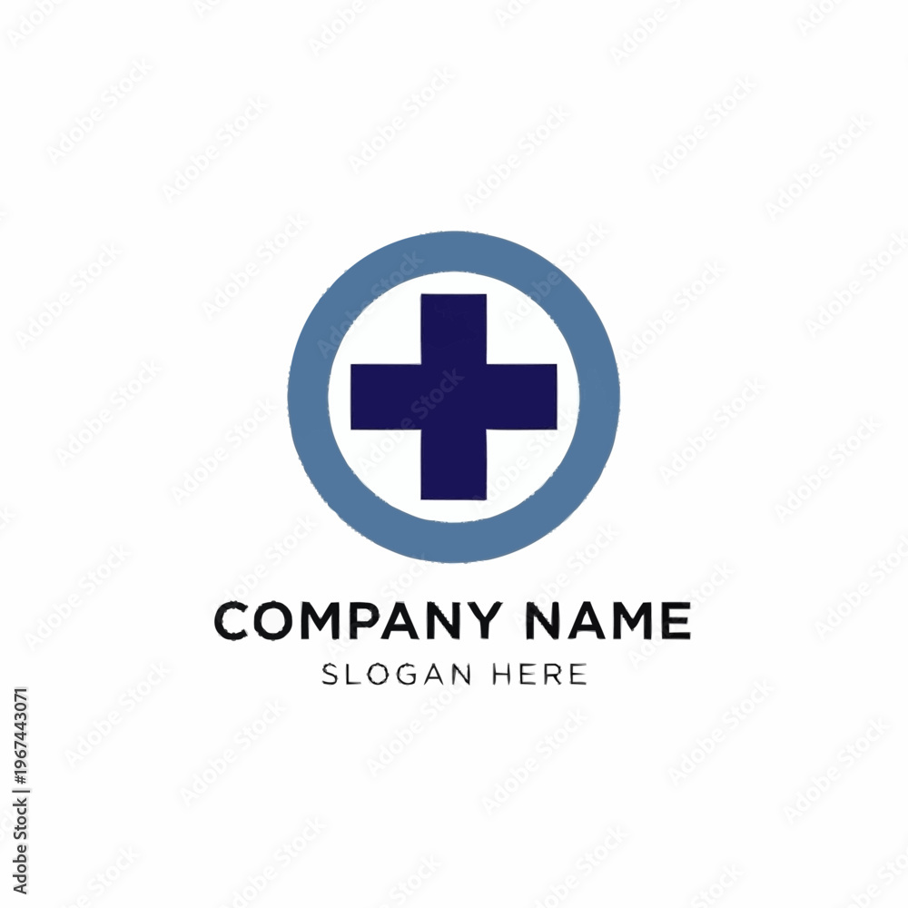Fototapeta premium Medical Logo Design Featuring a Blue Cross Inside a Blue Circle.