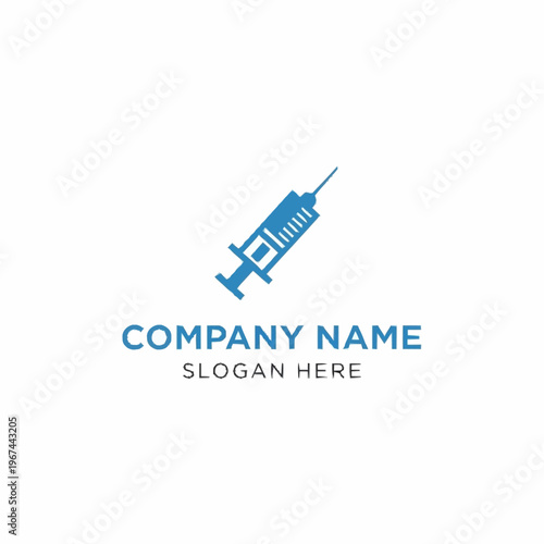 Medical Injection Logo Design - A Clean and Modern Syringe Icon for Healthcare.