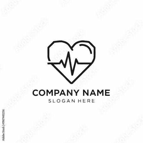 Heartbeat Line in Heart Shape Logo Design for Healthcare and Medical Services.