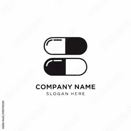 Minimalist Capsule Pill Logo Design - Modern Pharmaceutical Icon for Healthcare Brands.