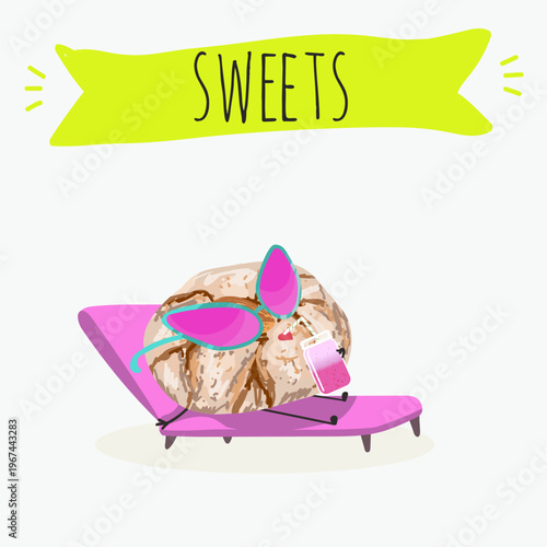 Funny Characters amaretti italy dessert, hand drawn vector illustration.