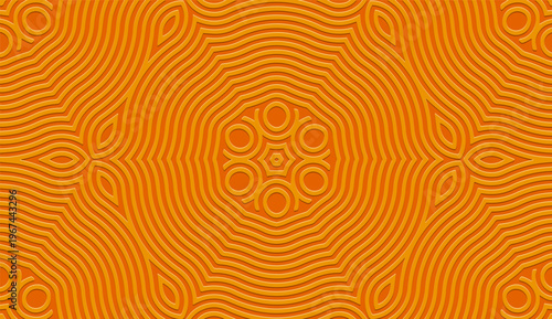 Tribal yellow background, banner, cover design, original mural. Geometric embossed abstract pattern. Ornamental motifs of the East, Asia, India, Mexico, Aztec, and Peru. Ethnic traditions.