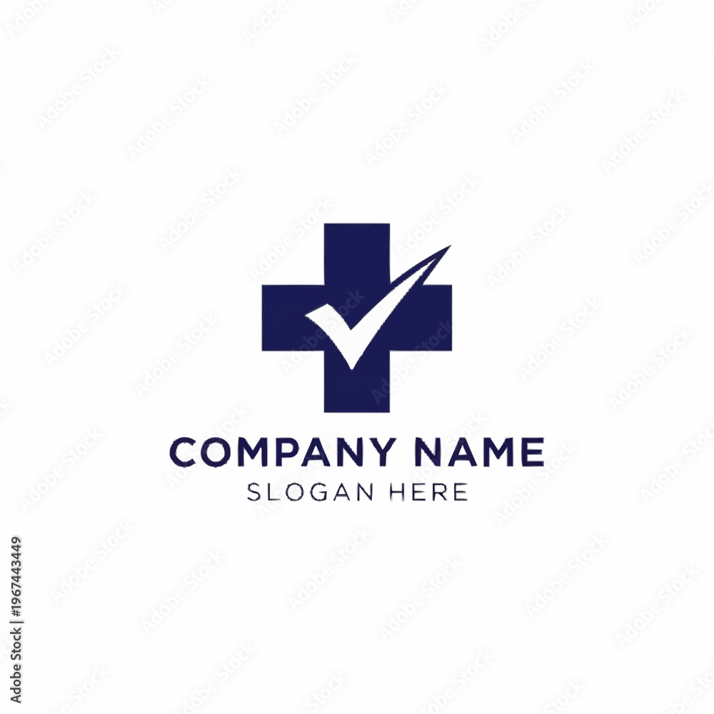 Obraz premium Medical Cross with Check Mark Logo Design for Healthcare Solutions.