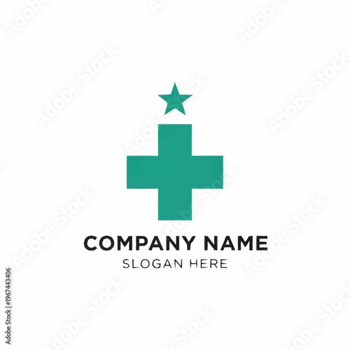 Medical Cross with Star Logo for Healthcare and Pharmaceutical Brands.