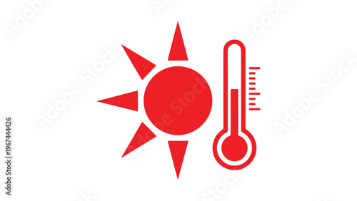 Weather Icon of Sun and Thermometer