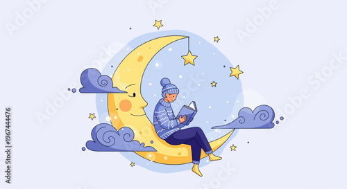 Man Sitting on Moon Cloud.