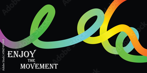 Abstract artistic rendering of a vibrant, flowing ribbon showcasing a spectrum of colors, symbolizing graceful movement, continuous energy, and dynamic visual expression