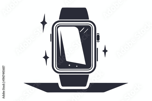 Vector outline of a smartwatch in black and white, a clean icon for wearable technology