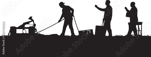 Silhouettes of people engaged in outdoor activities