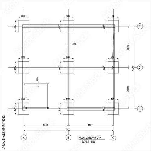 Black and white architectural foundation plan of a residential building within a 72m × 19m plot, illustrated as a clean CAD-style vector blueprint isolated on a white background in EPS 10 format.