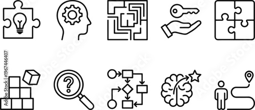 A collection of business strategy icons