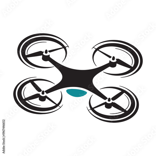 Quadcopter drone with green light indicator on the underside