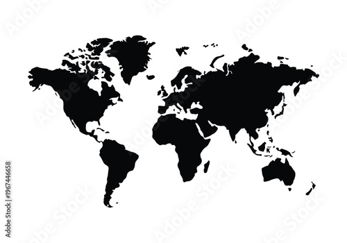 Stylized world map illustration in black and white