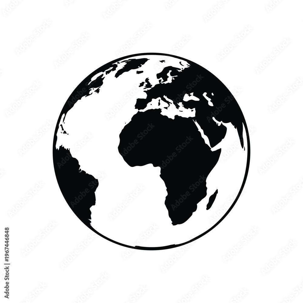 Obraz premium World globe glyph icon with earth map silhouette
