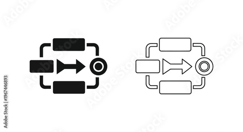 Media playback control icons, video transport symbols, audio and video navigation buttons, black and white vector graphics