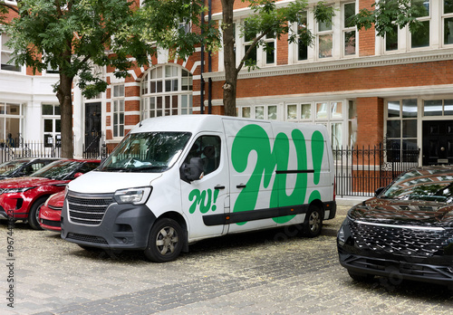 Mockup of White Van on London Street