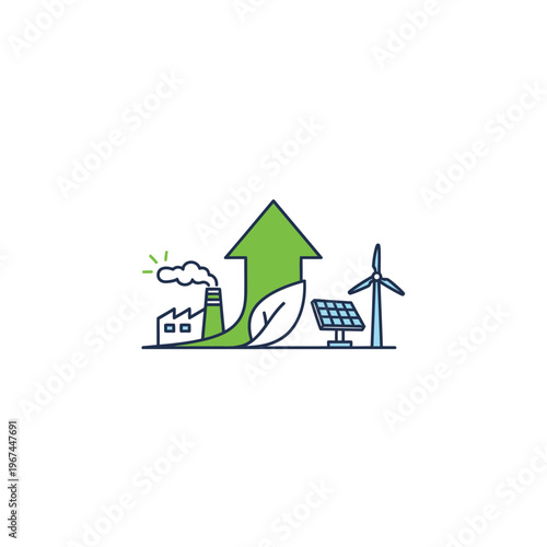 Green energy transition with renewable sources and environmental protection.