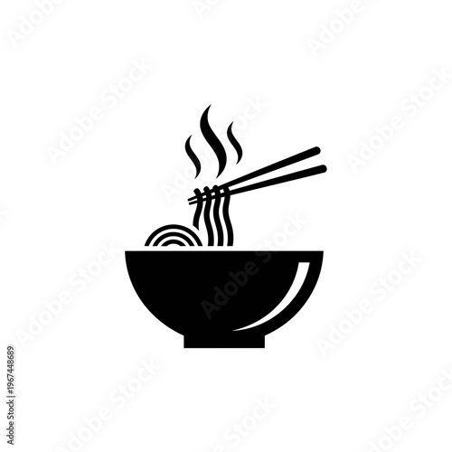 Delicious steaming bowl of noodles with chopsticks ready to eat.