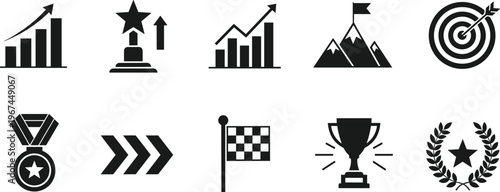 Black and white of success and achievement symbols business
