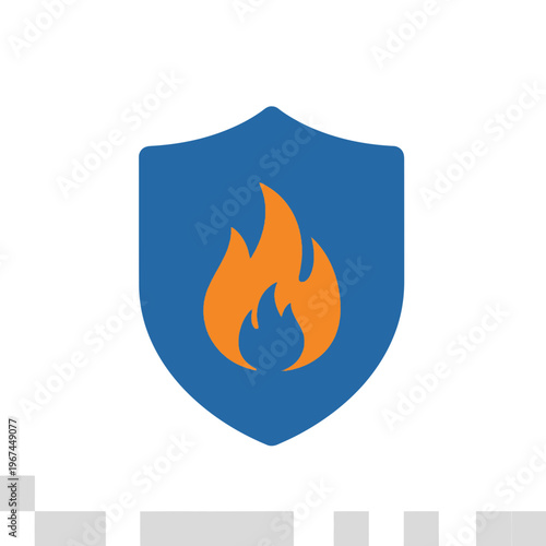 Fire protection shield icon representing safety and security from flames.