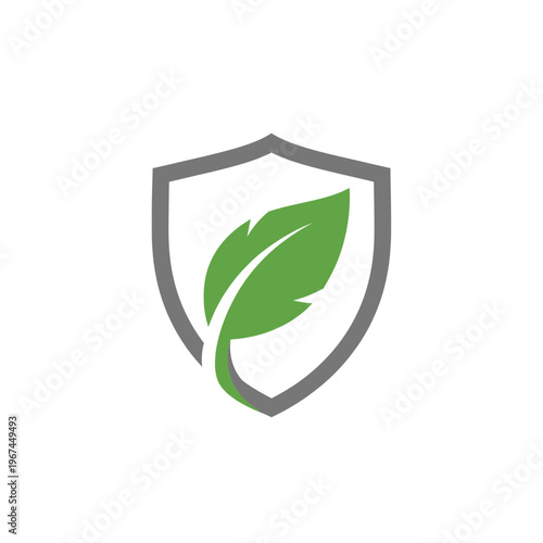 Green leaf inside a shield representing environmental protection and natures defense.