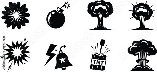 Black and white explosion bomb dynamite blast
