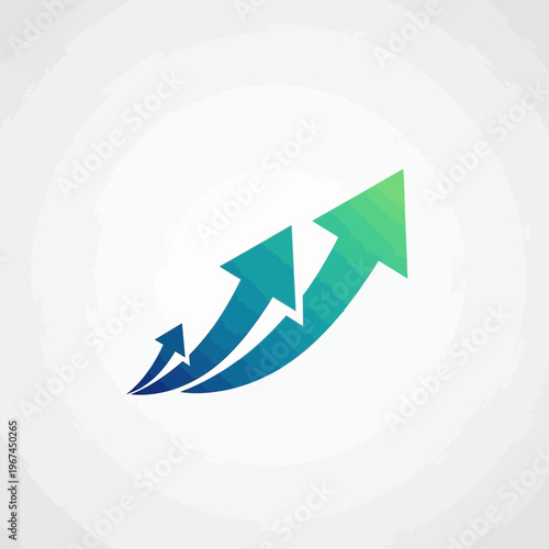 Three upward arrows representing growth progress and success in business.