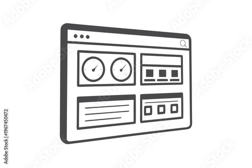 Admin Panel Software Dashboard Mockup Template in Black and White Style