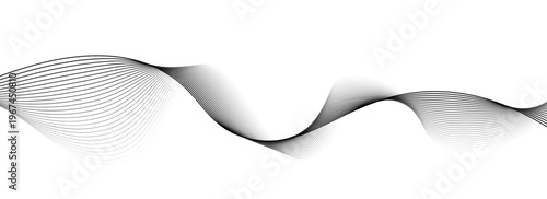 A black and white abstract waveform design on a plain background