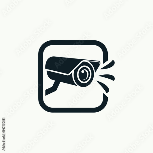 Security camera icon within a square frame surveillance concept monitoring system.