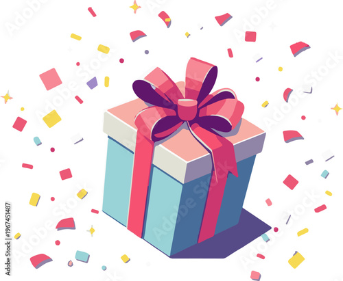 Modern Flat Design Gift Box for Greeting Cards and Marketing