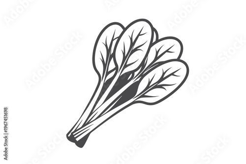 Minimalist Vector Icon of a Spinach Bunch Silhouette for Cooking Apps