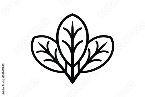 Elegant Spinach Leaves Silhouette Vector Graphic for Recipe Book Covers